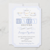 Baby shower Tea Party nodigt Kaarten uit voor jon (Voorkant)