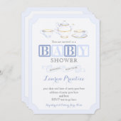 Baby shower  Tea Party nodigt Kaarten uit voor jon (Voorkant / Achterkant)
