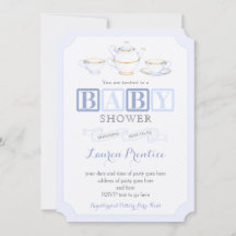 Baby shower Tea Party nodigt Kaarten uit voor jon