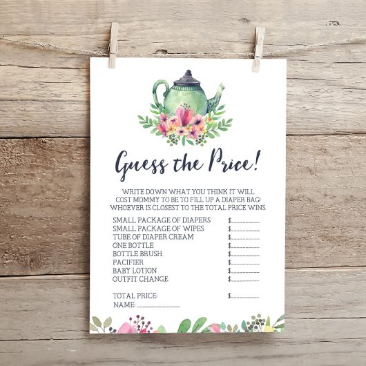 Baby shower Tea Party raadt de Kaart van het Prijs