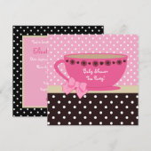 baby shower Tea Party roze en Brown Polka Dots Kaart (Voorkant / Achterkant)