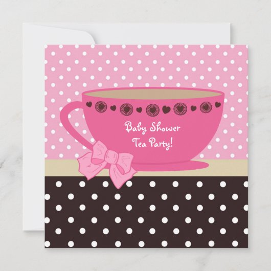 baby shower Tea Party roze en Brown Polka Dots Kaart (Voorkant)