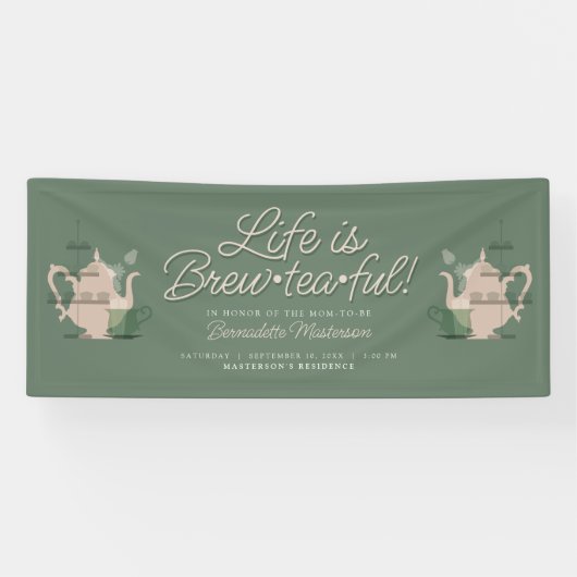 Baby shower Tea Party Schattige Minimalistisch Chi Spandoek (Horizontaal)