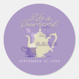 Baby shower Tea Party Schattige minimalistische ch Ronde Sticker