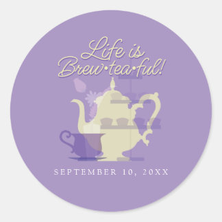 Baby shower Tea Party Schattige minimalistische ch Ronde Sticker