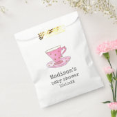 Baby shower Tea Party | Waterverf Pink Tea Cup Bedankzakje (Gezegeld)