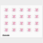 Baby shower Tea Party | Waterverf Pink Tea Cup Ronde Sticker (Vel)
