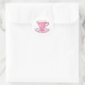 Baby shower Tea Party | Waterverf Pink Tea Cup Ronde Sticker (Tas)
