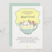 baby shower Tea Party White Rabbit Kaart (Voorkant / Achterkant)