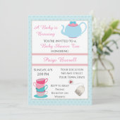 Baby shower Tea Uitnodiging (Staand voorkant)