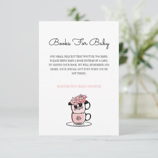 Baby shower Teacup & Flowers Breng een aanvraag vo Kaart (Staand voorkant)
