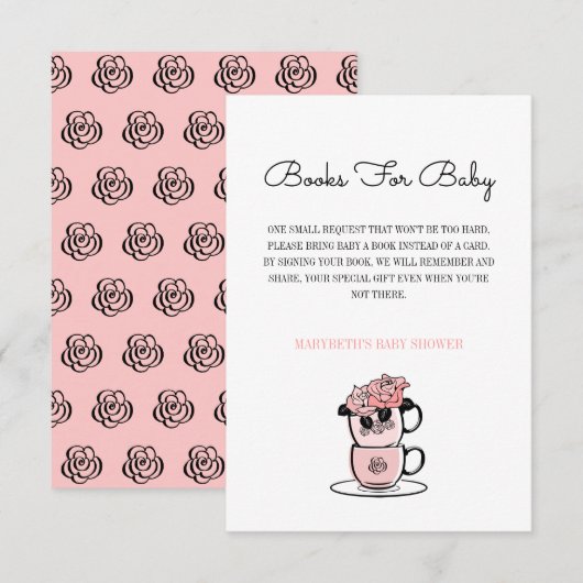 Baby shower Teacup & Flowers Breng een aanvraag vo Kaart (Voorkant / Achterkant)
