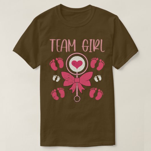 Baby shower Team Meisje Gendervrijheid T-shirt (Design voorkant)