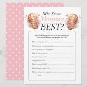 Baby shower, teddy ballons meisje dat mama kent kaart (Voorkant / Achterkant)