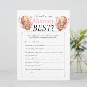 Baby shower, teddy ballons meisje dat mama kent kaart