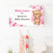 Baby shower Teddy Balloons Roze Spandoek (Insitu)