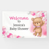 Baby shower Teddy Balloons Roze Spandoek (Horizontaal)