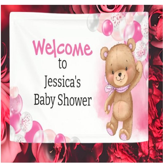 Baby shower Teddy Balloons Roze Spandoek