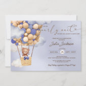 Baby shower Teddy Bear Air Ballon Blue Cloud Boy Kaart (Voorkant)