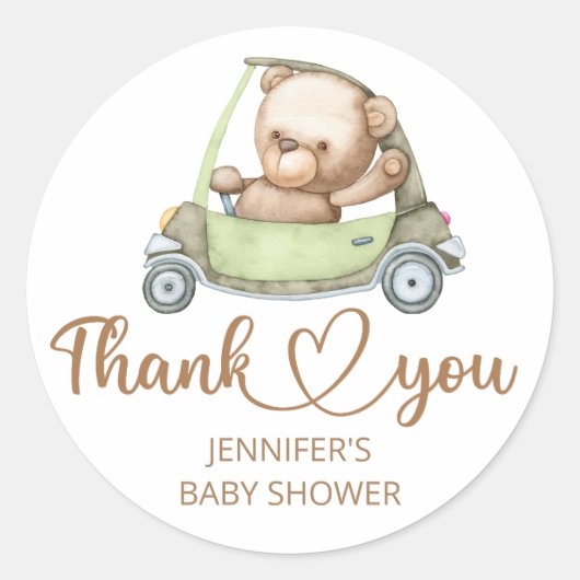 Baby shower Teddy Bear Baby Beer Ronde Sticker (Voorkant)