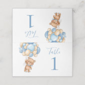 Baby shower Teddy Bear Ballon Blue Place Card Plaatskaartje (Buitenkant ongevouwen)