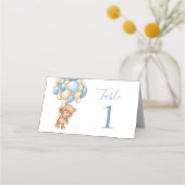 Baby shower Teddy Bear Ballon Blue Place Card Plaatskaartje (Achterkant)