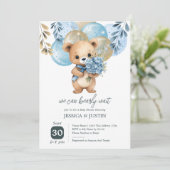 Baby shower Teddy Bear-ballonnen Kaart (Staand voorkant)