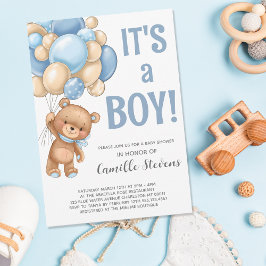 Baby shower Teddy Bear Balloon Boy Kaart