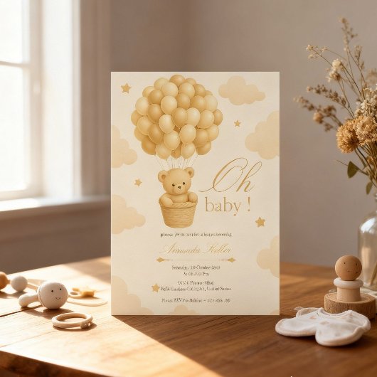 Baby shower Teddy Bear Balloon Kaart