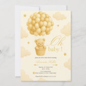 Baby shower Teddy Bear Balloon Kaart (Voorkant)