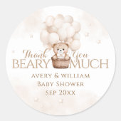 Baby shower Teddy Bear Balloon Ronde Sticker (Voorkant)