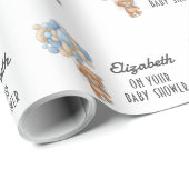 BABY SHOWER Teddy Bear Balloon Theme Gepersonalise Cadeaupapier (Rol Hoek)