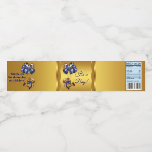 Baby shower Teddy Bear Balloon Waterfles Etiket (Enkel label)