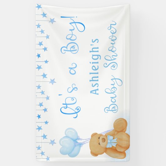 Baby shower Teddy Bear Blue-ballonnen... Het is ee Spandoek (Verticaal)