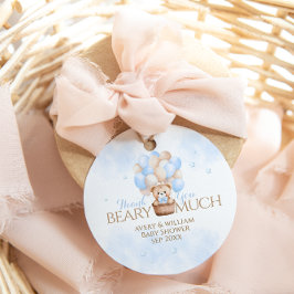 Baby shower Teddy Bear Blue Balloon Boy Bedankjes Labels