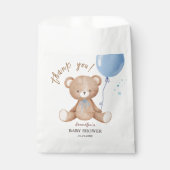 Baby shower Teddy Bear Blue Balloon Boy Bedankzakje (Voorkant)