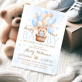 Baby shower Teddy Bear Blue Balloon Boy Kaart