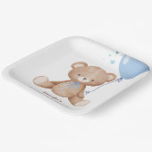 Baby shower Teddy Bear Blue Balloon Boy Papieren Bordje (Gebogen)