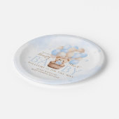 Baby shower Teddy Bear Blue Balloon Boy Papieren Bordje (Gekanteld)