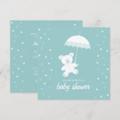 Baby shower Teddy Bear Blue/elke kleuruitnodiging Kaart (Voorkant / Achterkant)