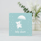 Baby shower Teddy Bear Blue/elke kleuruitnodiging Kaart (Staand voorkant)