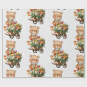 Baby shower Teddy Bear Blue rustige floral Cadeaupapier (Vlak)