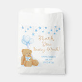 Baby shower Teddy Bear Blue Stars Dank je Bedankzakje (Voorkant)