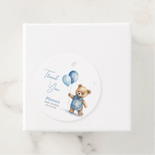 Baby shower Teddy Bear Boy Bedankjes Labels (In situ)