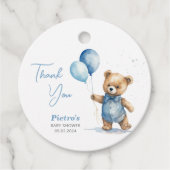 Baby shower Teddy Bear Boy Bedankjes Labels (Voorkant)