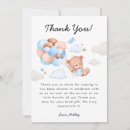 Baby shower Teddy Bear Boy Bedankkaart