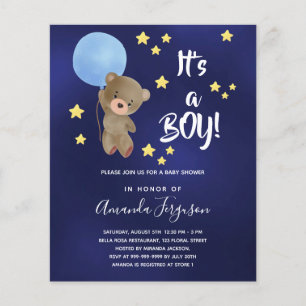 Baby shower Teddy Bear Boy Blue Invitation
