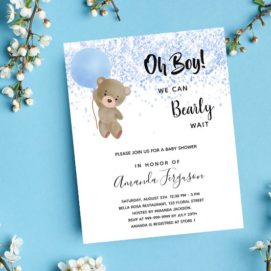 Baby shower Teddy Bear Boy Blue Invitation