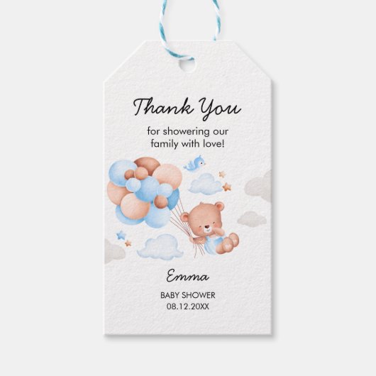 Baby shower Teddy Bear Boy Cadeaulabel (Voorkant)