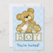baby shower Teddy Bear Boy Kaart (Voorkant)